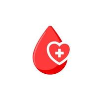 Blutstropfen mit plus Herzform. blutspendekonzept. Blutspende-Logo. Vektor-Illustration. vektor