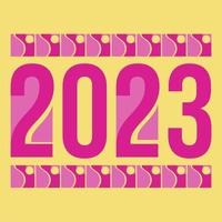 2023 text typografi vektor design, rosa och gul Färg