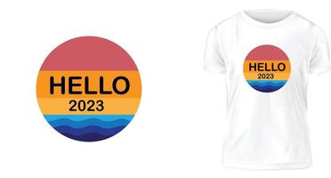 T-Shirt-Designkonzept, hallo 2023 vektor