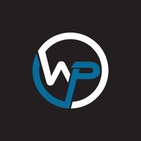 kreativer wp brief mit kreis. modernes wp-logo-design für unternehmen vektor