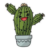 söt Lycklig leende kaktus. vektor platt tecknad serie