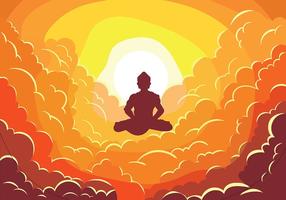 Buddah auf Wolken Vektor-Illustration
