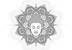 Buddha-Kopf und Lotus-Mandala vektor