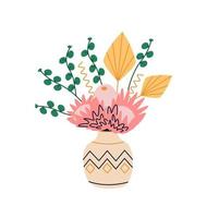 schöne Blumen in Blumenvase aus Keramik vektor