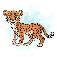 tecknad serie rolig gepard isolerat på vit bakgrund vektor