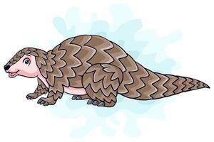 lustiges pangolin der karikatur lokalisiert auf weißem hintergrund vektor