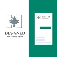 Flagge Herbst Kanada Blatt graues Logo-Design und Visitenkartenvorlage vektor