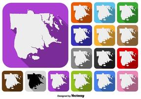 Bronx Map Icon Colorful Knappar Set vektor