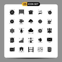 solides Glyphenpaket mit 25 universellen Symbolen für Medaillenmarketing für das Wachstum von Eigenheimen, bearbeitbare Vektordesign-Elemente vektor