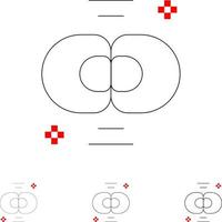 Biochemie Biologie Zellchemie Division Symbolsatz für fette und dünne schwarze Linien vektor