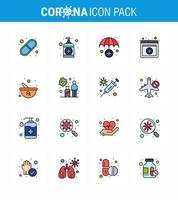 einfacher Satz von covid19-Schutzblau 25-Icon-Pack-Icons inklusive Vorbereitung der pflanzlichen Versicherungsschüssel online Virus-Coronavirus 2019nov-Krankheitsvektor-Designelemente vektor