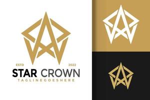 stjärna krona brev en logotyp design vektor illustration mall