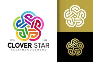 färgrik stjärna klöver logotyp design vektor illustration mall