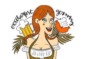 Gullig tysk Oktoberfest Girl Vector