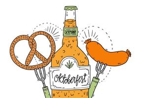 Oktoberfest Pretzel öl och korv Vector