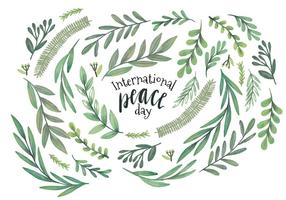 Vector Aquarell Blätter und Zweige feiern internationalen Frieden Tag