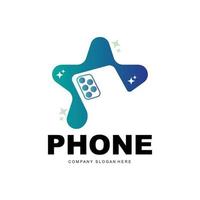 Smartphone-Logo, Kommunikationselektronik-Vektor, modernes Telefondesign, für Firmenmarkensymbol vektor