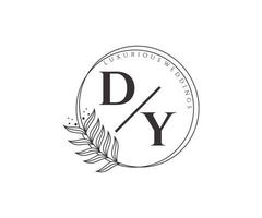 dy Initialen Brief Hochzeit Monogramm Logos Vorlage, handgezeichnete moderne minimalistische und florale Vorlagen für Einladungskarten, Datum speichern, elegante Identität. vektor