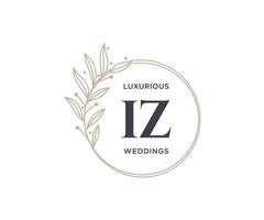 iz Initialen Brief Hochzeit Monogramm Logos Vorlage, handgezeichnete moderne minimalistische und florale Vorlagen für Einladungskarten, Datum speichern, elegante Identität. vektor