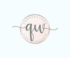 anfängliches qw feminines Logo. verwendbar für Natur-, Salon-, Spa-, Kosmetik- und Schönheitslogos. flaches Vektor-Logo-Design-Vorlagenelement. vektor