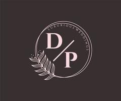 dp Initialen Brief Hochzeit Monogramm Logos Vorlage, handgezeichnete moderne minimalistische und florale Vorlagen für Einladungskarten, Datum speichern, elegante Identität. vektor