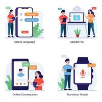 packa av översättning app illustrationer vektor