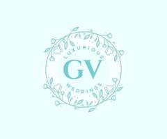 gv Initialen Brief Hochzeit Monogramm Logos Vorlage, handgezeichnete moderne minimalistische und florale Vorlagen für Einladungskarten, Datum speichern, elegante Identität. vektor