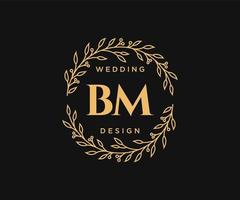 bm initialer brev bröllop monogram logotyper samling, hand dragen modern minimalistisk och blommig mallar för inbjudan kort, spara de datum, elegant identitet för restaurang, boutique, Kafé i vektor