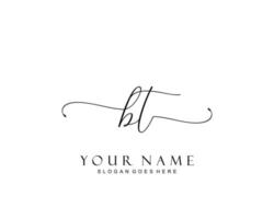 anfängliches bt-schönheitsmonogramm und elegantes logo-design, handschriftliches logo der ersten unterschrift, hochzeit, mode, blumen und botanik mit kreativer vorlage. vektor