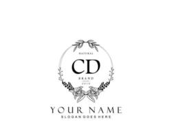 ursprüngliches cd-schönheitsmonogramm und elegantes logodesign, handschriftliches logo der ersten unterschrift, hochzeit, mode, blumen und botanik mit kreativer vorlage. vektor