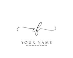 anfängliches cf-schönheitsmonogramm und elegantes logo-design, handschriftliches logo der ersten unterschrift, hochzeit, mode, blumen und botanik mit kreativer vorlage. vektor