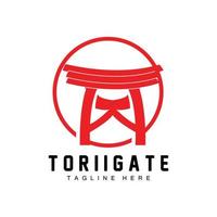 Torii-Tor-Logo, japanischer Geschichtstor-Symbolvektor, chinesische Illustration, Markenvorlage für Holzdesign-Unternehmen vektor