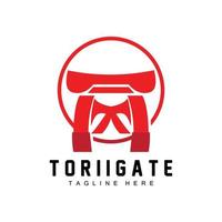 Torii-Tor-Logo, japanischer Geschichtstor-Symbolvektor, chinesische Illustration, Markenvorlage für Holzdesign-Unternehmen vektor