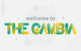 Willkommen in Gambia. kreative typografie mit 3d-mischeffekt vektor