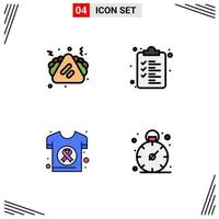 uppsättning av 4 modern ui ikoner symboler tecken för snabb mat dag smörgås Urklipp skjorta redigerbar vektor design element