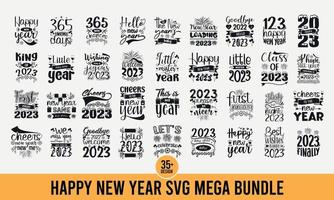 Neujahr-Svg-Bundle, frohes neues Jahr-Svg-Zitate, Typografie-T-Shirt-Design des neuen Jahres, geschnittene SVG-Dateien vektor