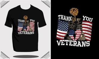 T-Shirt-Design für Veteranen der US-Armee und T-Shirt-Design für Militärflaggen vektor