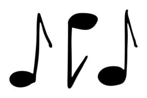 musik notera klotter uppsättning. hand dragen musikalisk symbol. element för skriva ut, webb, design, dekor, logotyp vektor