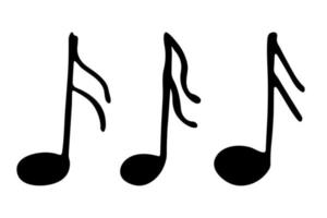 Musiknoten-Doodle-Set. hand gezeichnetes musikalisches symbol. elemente für druck, web, design, dekor, logo vektor