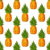 vektor mönster med ananas. tropisk frukt i tecknad serie stil. sömlös bakgrund med mat och frukt.
