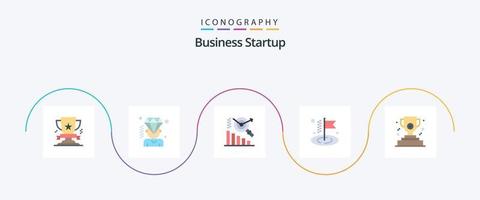 Business Startup Flat 5 Icon Pack inklusive Gewinner. vergeben. Mitgliedschaft. Tor. Geschäft vektor