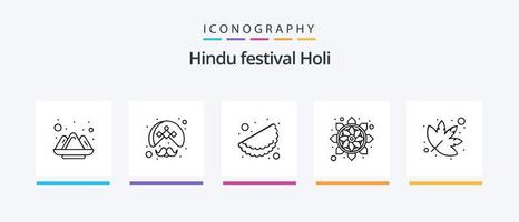 Holi Line 5 Icon Pack inklusive Lampe. Feuer. Indien. Pflege. Muster. kreatives Symboldesign vektor