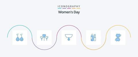 Womens Day Blue 5 Icon Pack inklusive. Typografie. Geschenk. acht. Flasche vektor