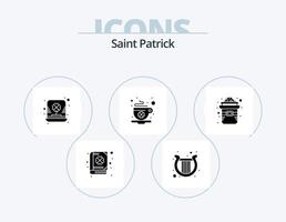 Saint Patrick Glyph Icon Pack 5 Icon Design. Tag. Heilige. Tag. Tasse. Kleeblatt vektor