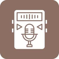 Voice Recorder Glyphe Hintergrundsymbol mit runder Ecke vektor