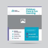 Social-Media-Beitrag für Kinderbetreuung und Spaß beim Lernen oder Social-Media-Beitragsvorlage für Kindertagespflege vektor