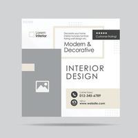 Hem interiör design social media posta mall eller interiör möbel social posta design vektor