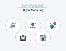 digitale Marketinglinie gefüllt Icon Pack 5 Icon Design. Besondere. Reparatur. Stift. Lieblings- vektor