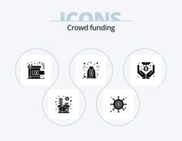 crowdfunding glyf ikon packa 5 ikon design. handla. samarbete. portal. avtal. närvarande vektor