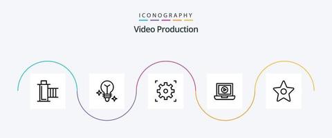 video produktion linje 5 ikon packa Inklusive video. bärbar dator . ljus . video vektor